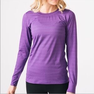 ZYIA Chill Long Sleeve Perforated Top Purple Crewneck Size XL Women’s